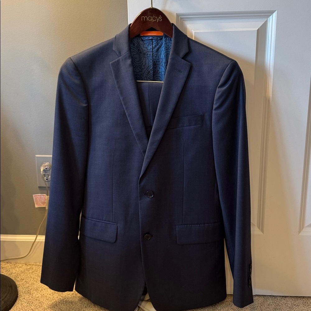 TALLIA Orange 3-Piece Dark Blue Suit